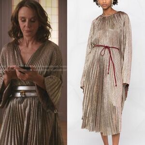 Forte Forte draped-sleeve Pleated
Dress